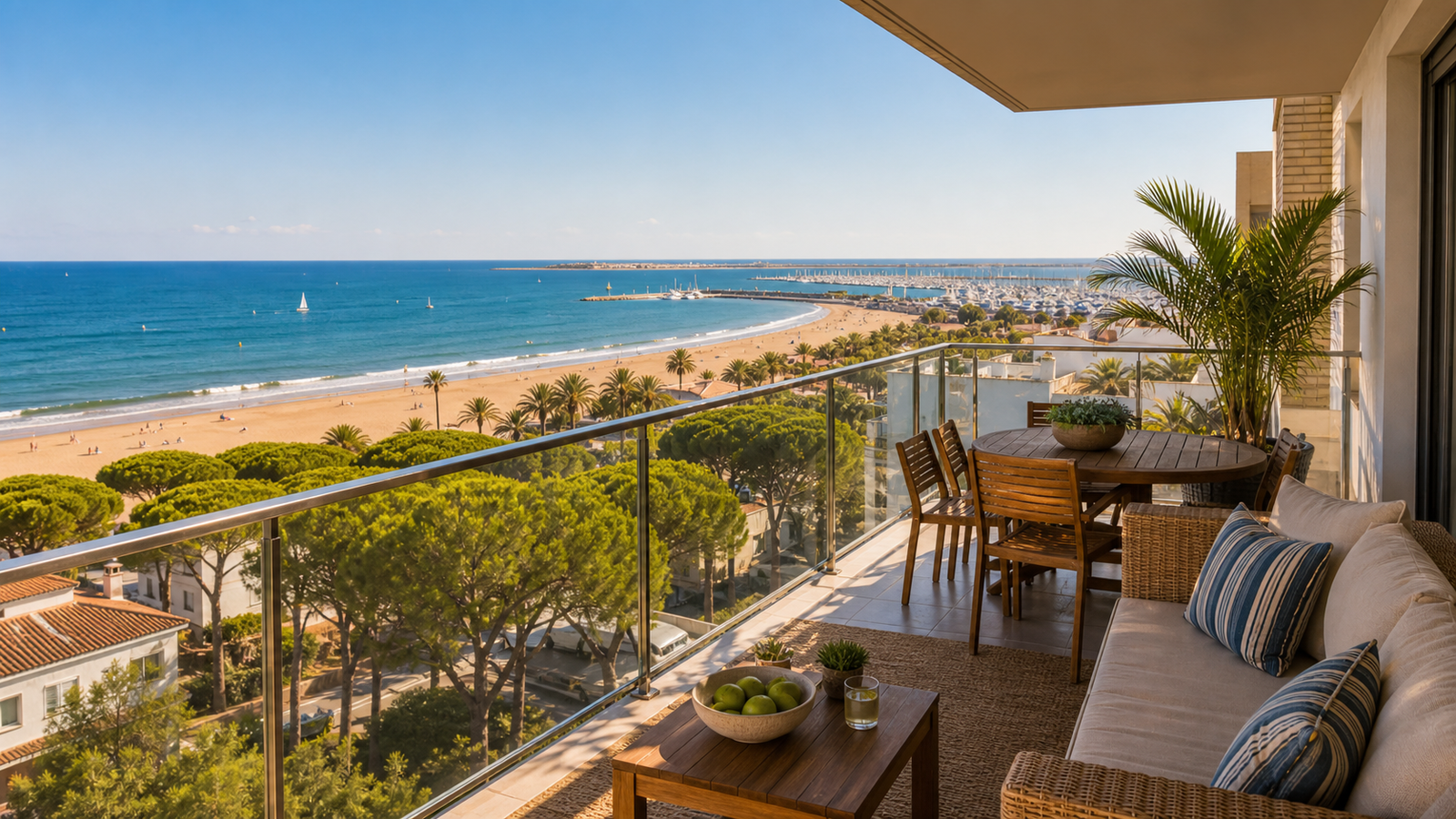 Apartamento con terraza frente a la playa de Punta Umbría en la costa de Huelva