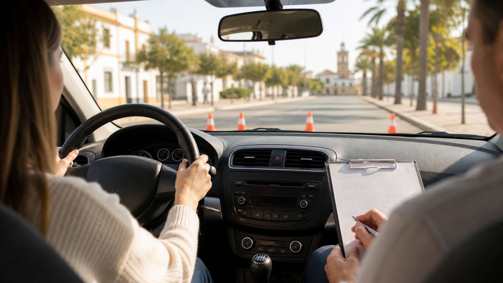 Clase práctica de conducción para comparar autoescuelas en Huelva
