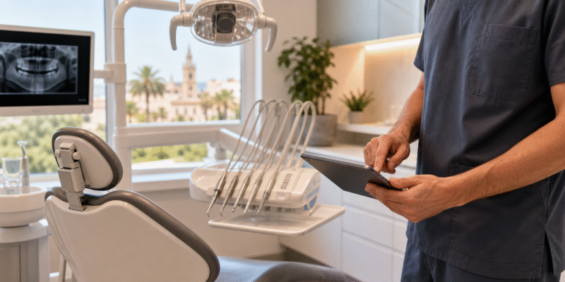 Clínica dental moderna en Huelva con sillón e instrumental profesional