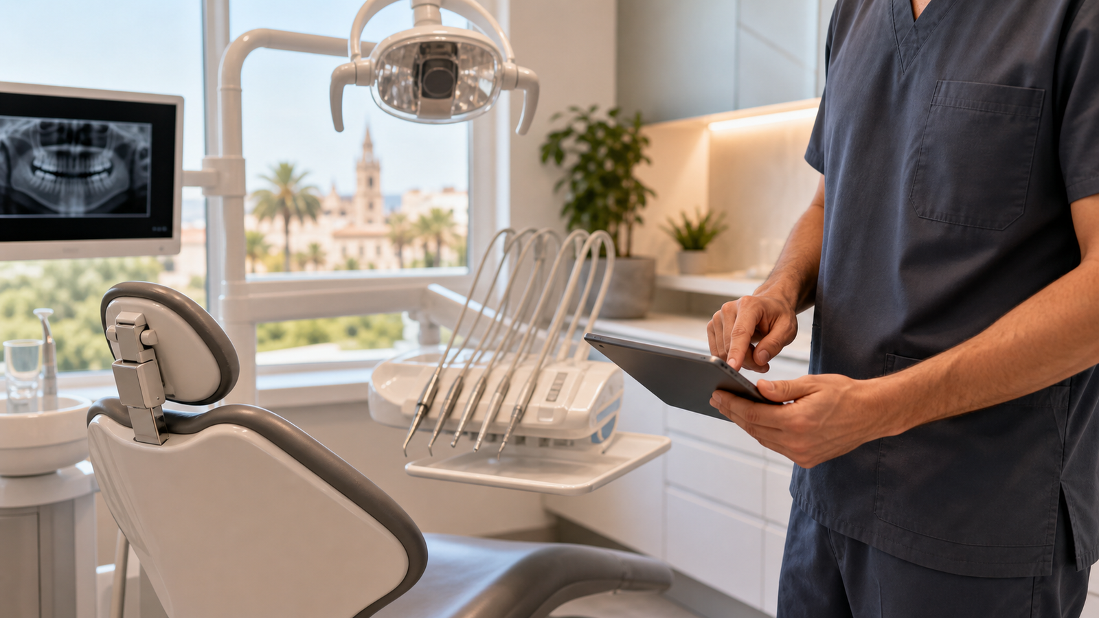 Clínica dental moderna en Huelva con sillón e instrumental profesional
