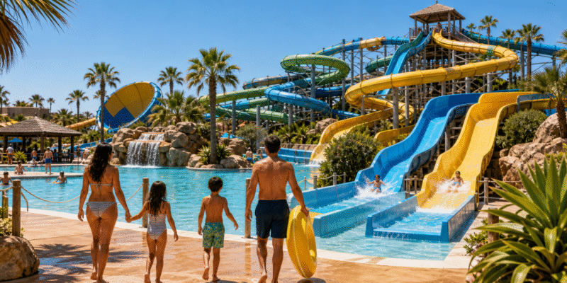 Parque acuático familiar con toboganes cerca de Huelva y el Algarve