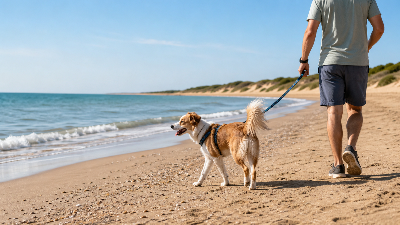 Perro en una playa de Huelva